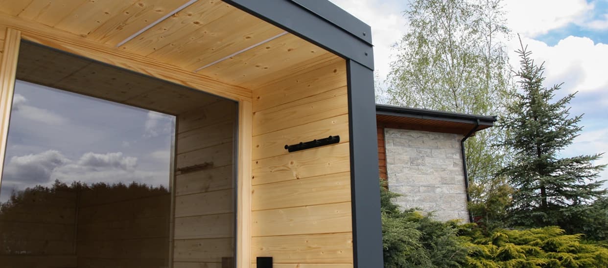 Detail of a Thermory thermowood facade showing the board profile